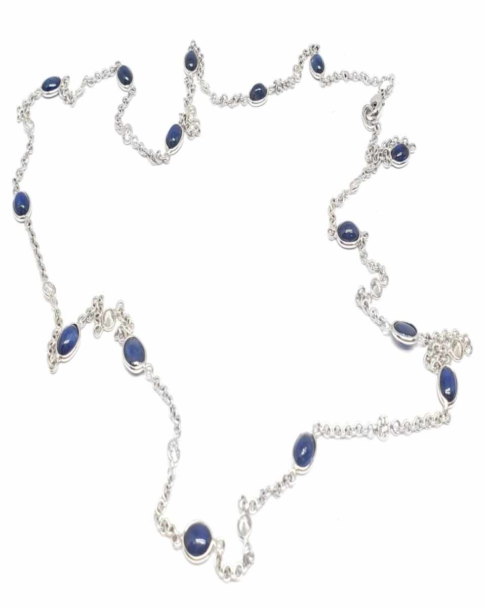 18K White Gold Sapphire and Diamond Necklace